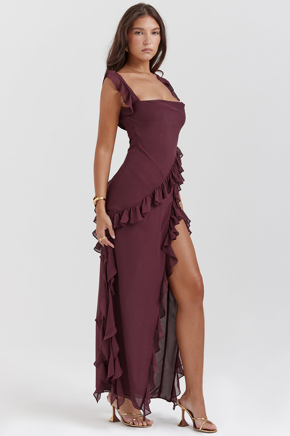 GIORGIA | Elegant Dress with Ruffles and Opening