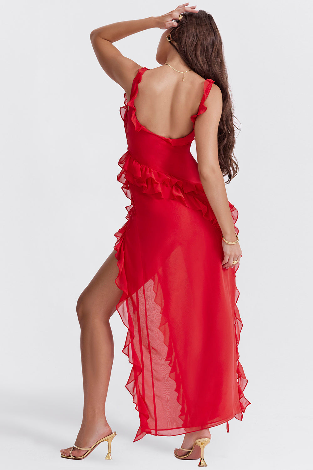 GIORGIA | Elegant Dress with Ruffles and Opening